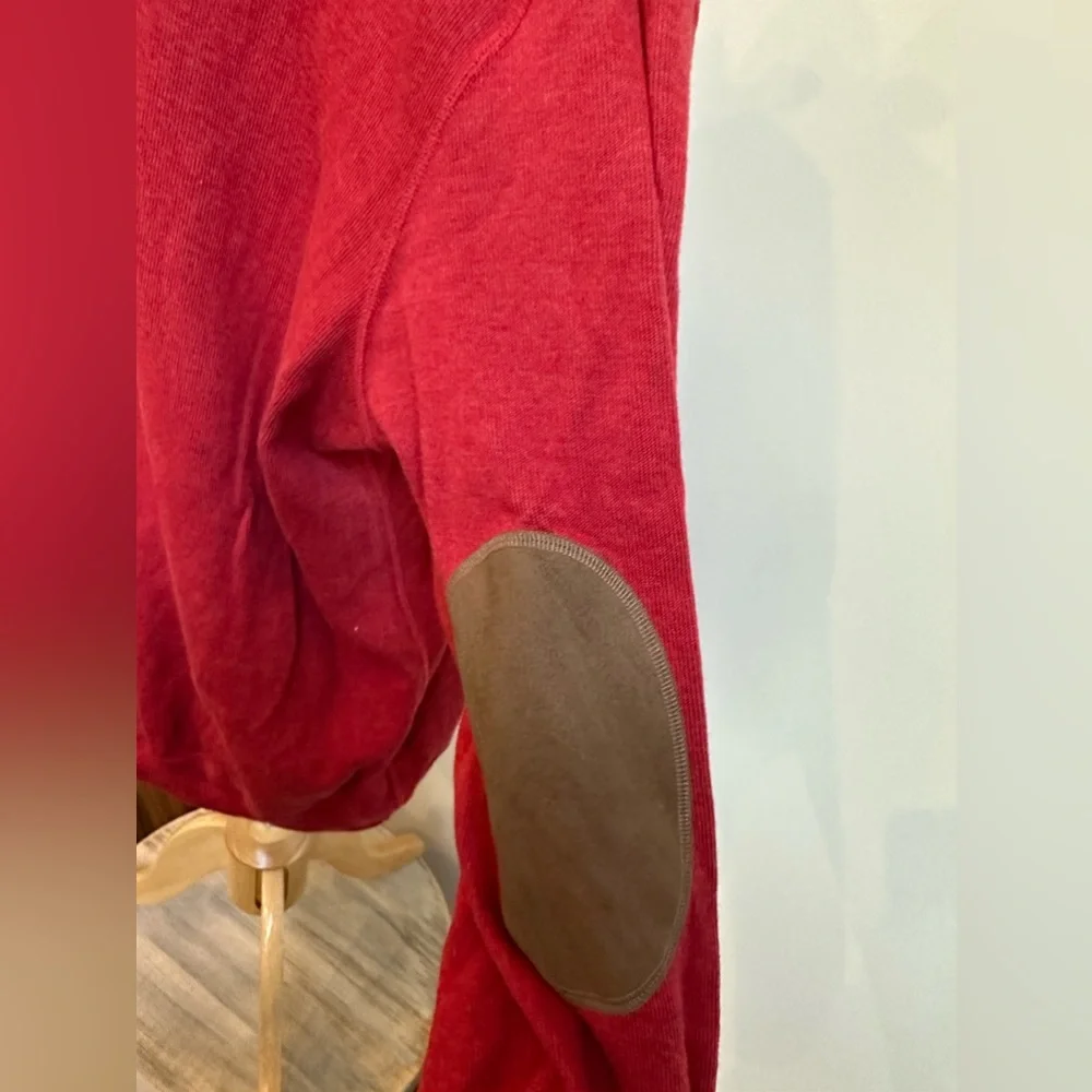 Cremieux 1/4 zip long sleeve suede patch detail sweater size Medium